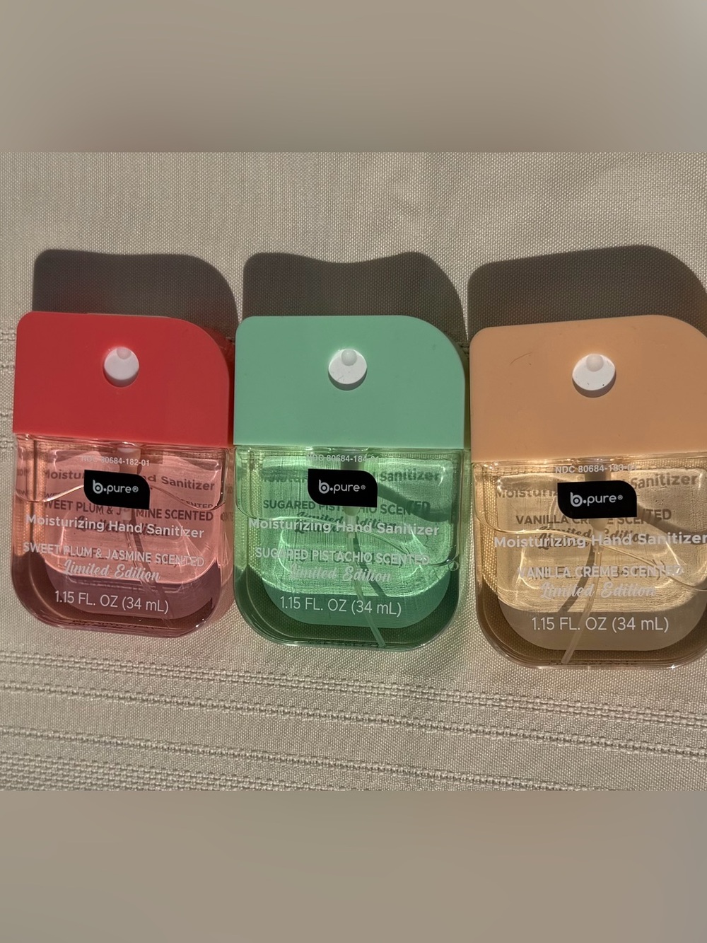 b.pure Limited Edition Hand Sanitizer 3 Pack Sugared Pistachio Vanilla Plum